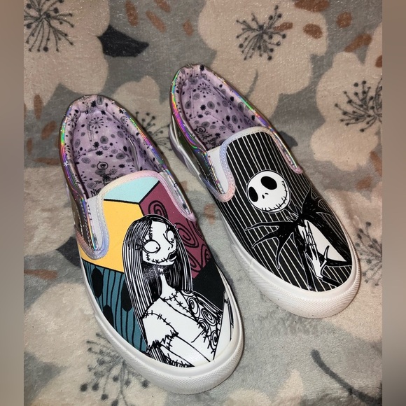 Nightmare Before Christmas Jack & Sally Slip-on Sneakers Women’s 6/7 - Picture 1 of 6